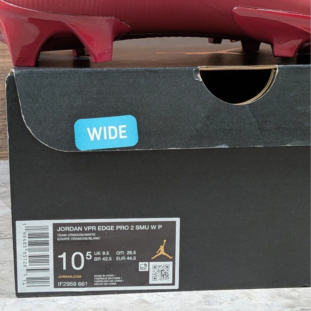 Nike Jordan Vapor Edge Pro 2 Men's 10.5 WIDE Oklahoma PE Cleats IF2959-661
